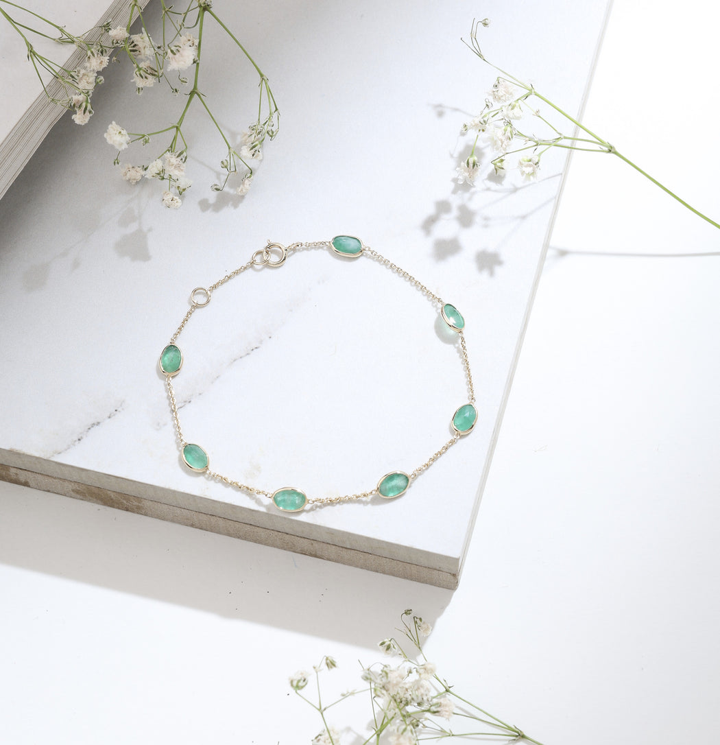 Emerald 14k gold bracelet