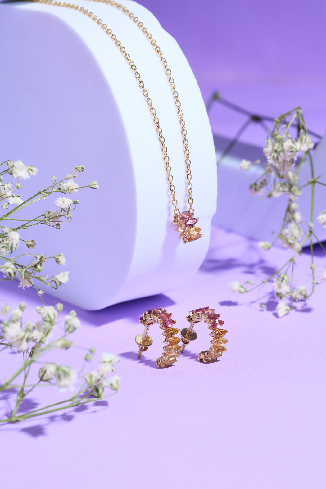 Sunset Ombre gemstone 14k gold set