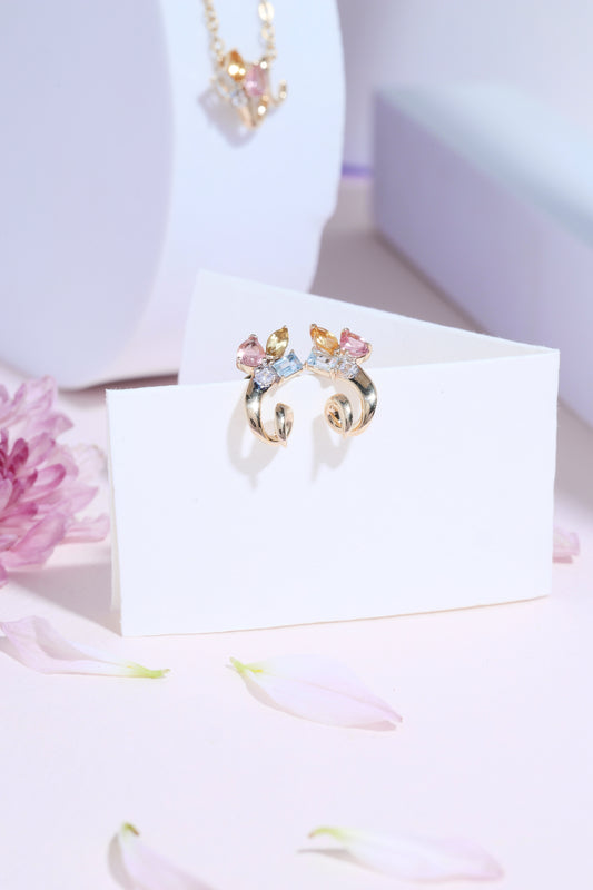 Tri-colour gemstone 14k gold set