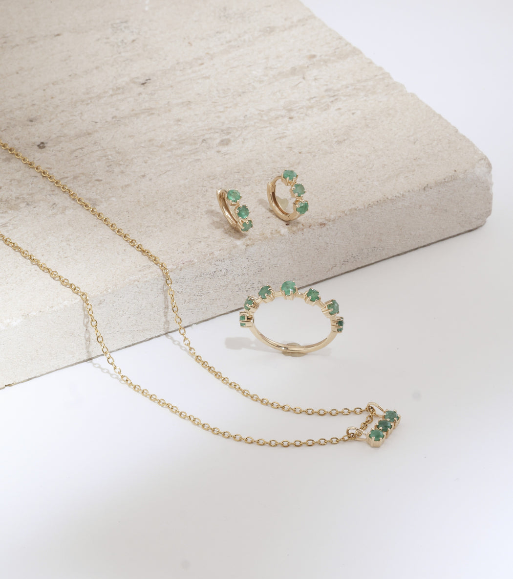Dainty Emerald 14k gold set
