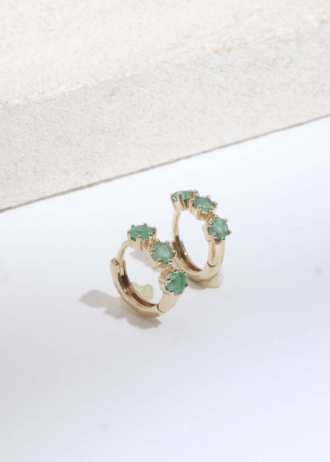 Dainty Emerald 14k gold earrings
