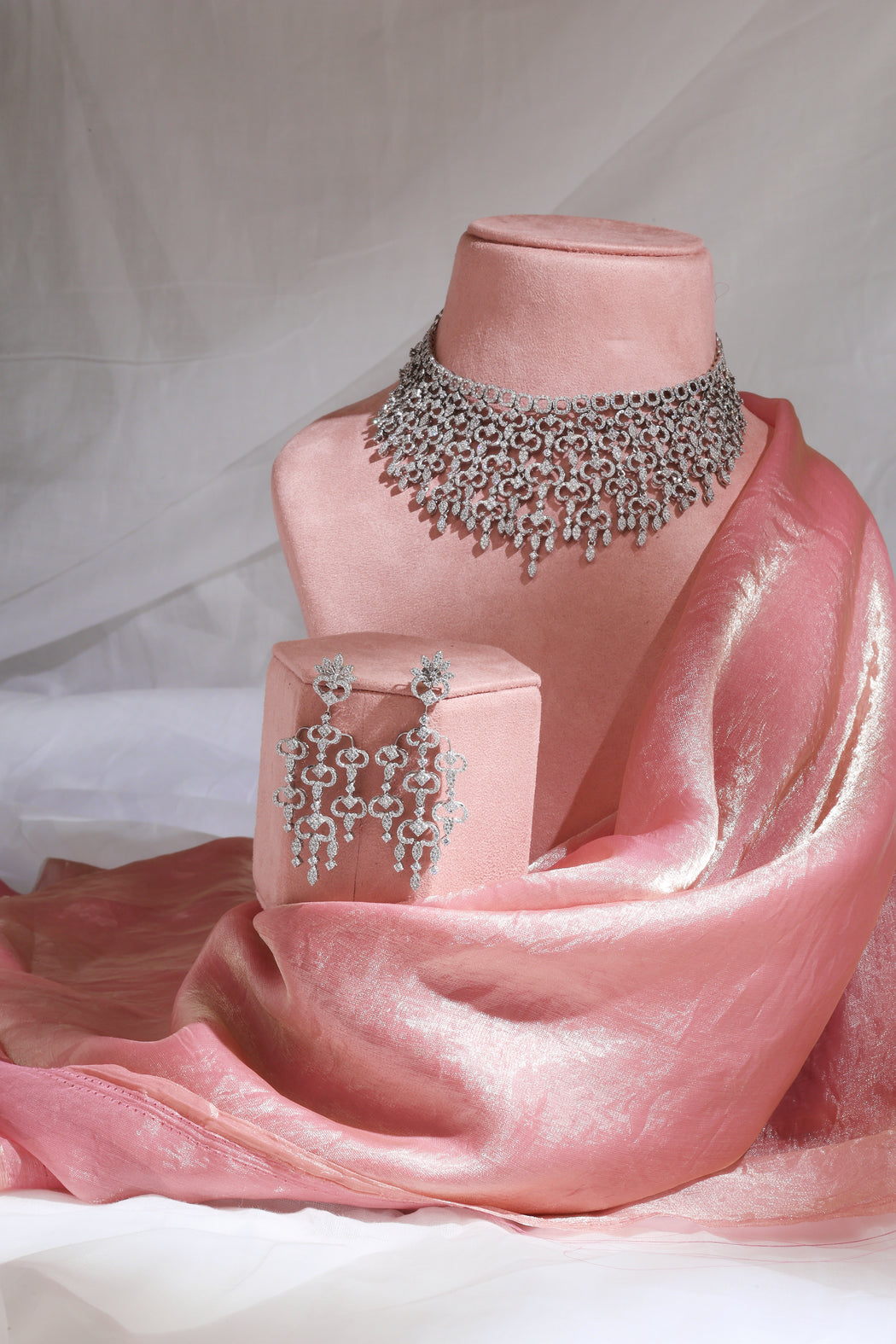 Pave diamond bridal necklace