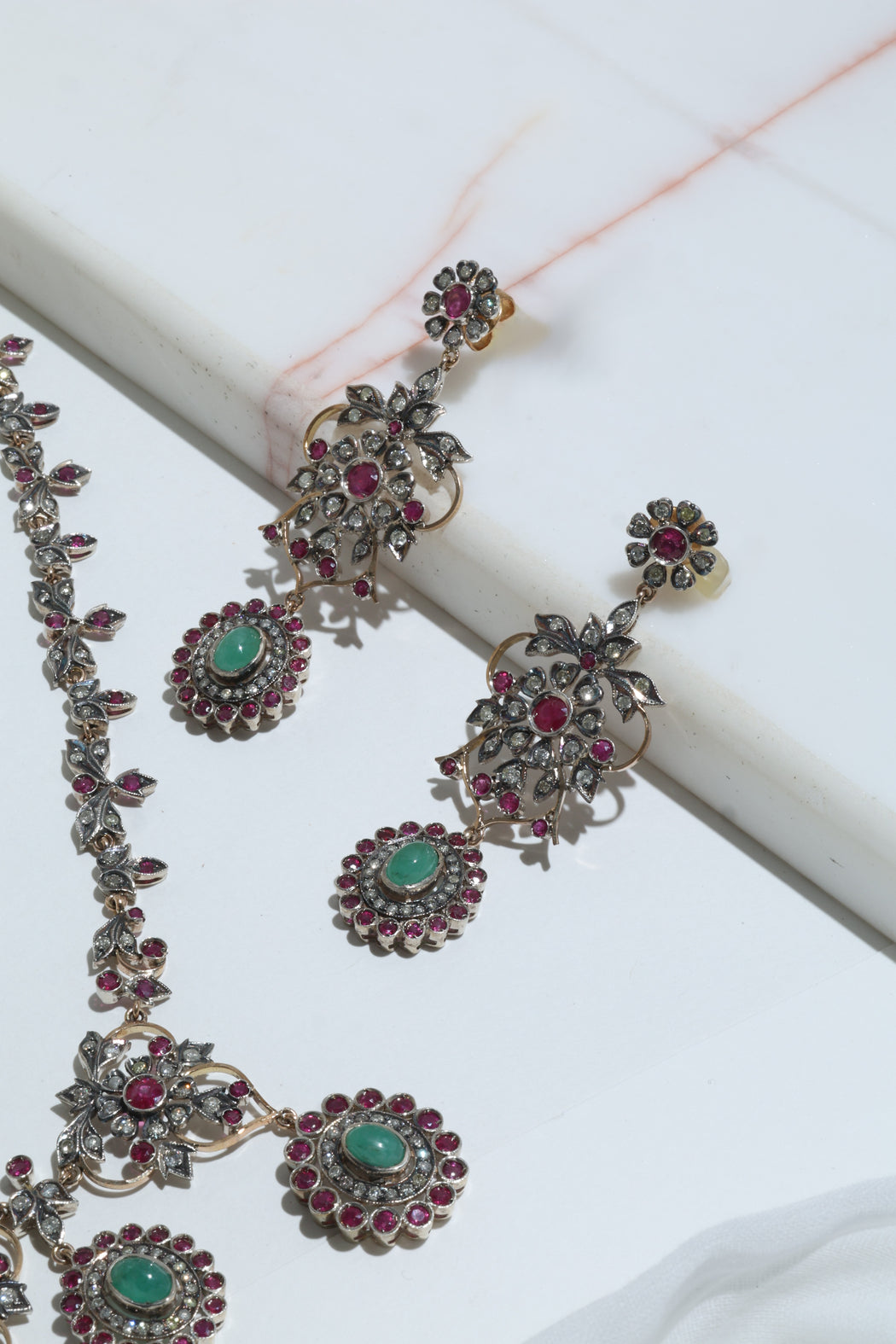 Diamond and gemstone victorian earrings