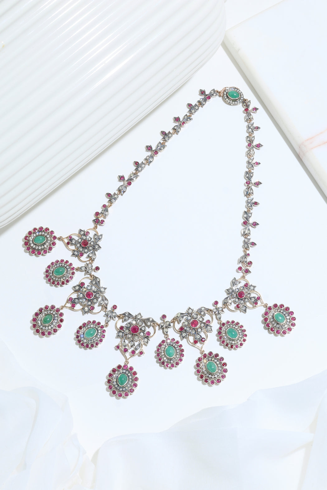 Diamond and gemstone victorian necklace