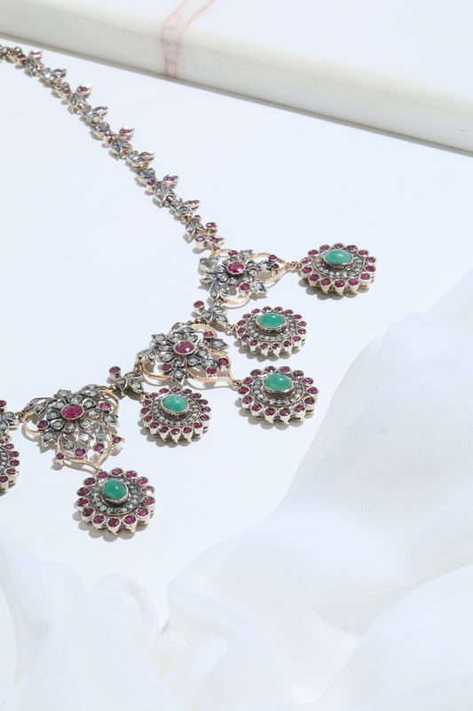 Diamond and gemstone victorian necklace