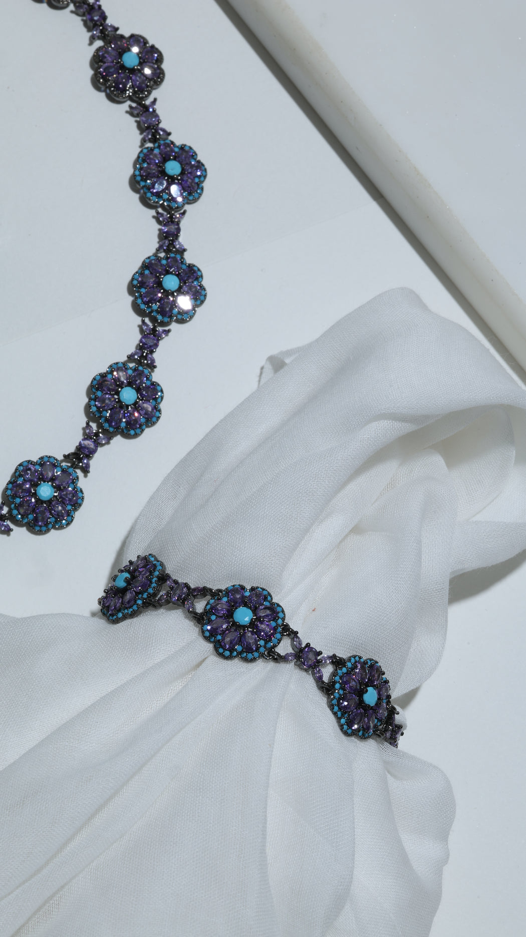 Amethyst and Turquoise black rhodium bracelet