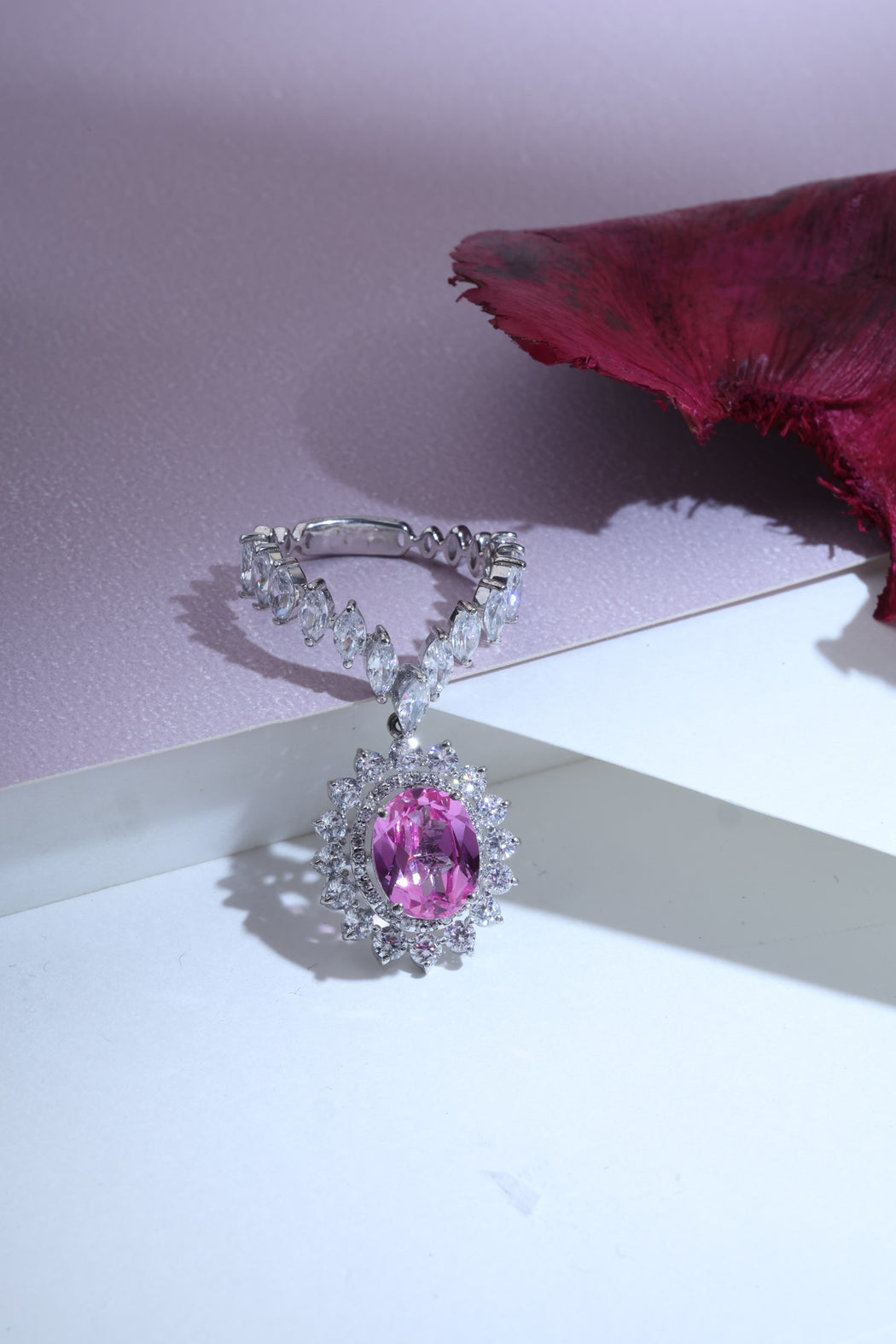 Pink Sapphire and diamond Sakura ring