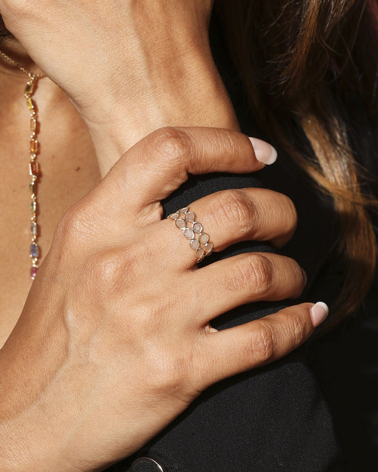 Polki diamond bouble band 14k gold ring