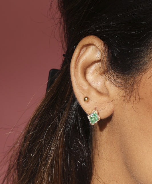 Emerald and peridot with white sapphire 14k gold Earrings