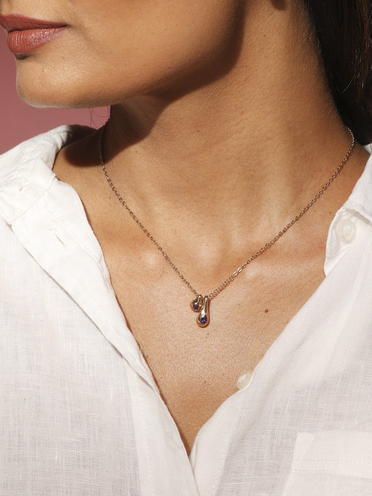 Amethyst drop 14k gold necklace