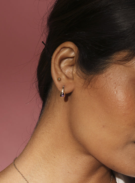 Amethyst drop 14k gold earrings