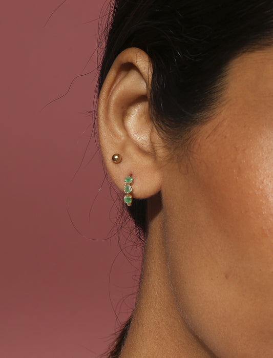 Dainty Emerald 14k gold earrings