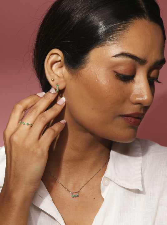 Dainty Emerald 14k gold set