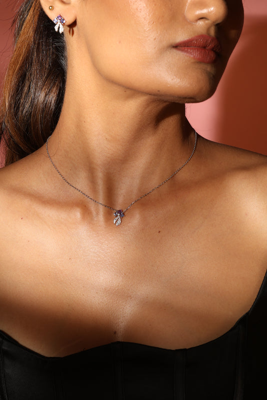 Tanzanite and amethyst bow 14k gold set