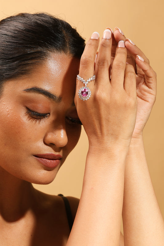 Pink Sapphire and diamond Sakura ring