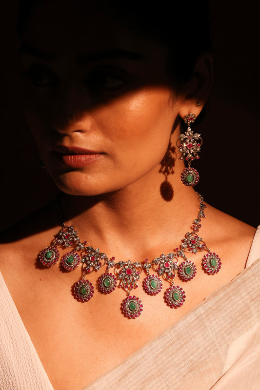 Diamond and gemstone victorian set