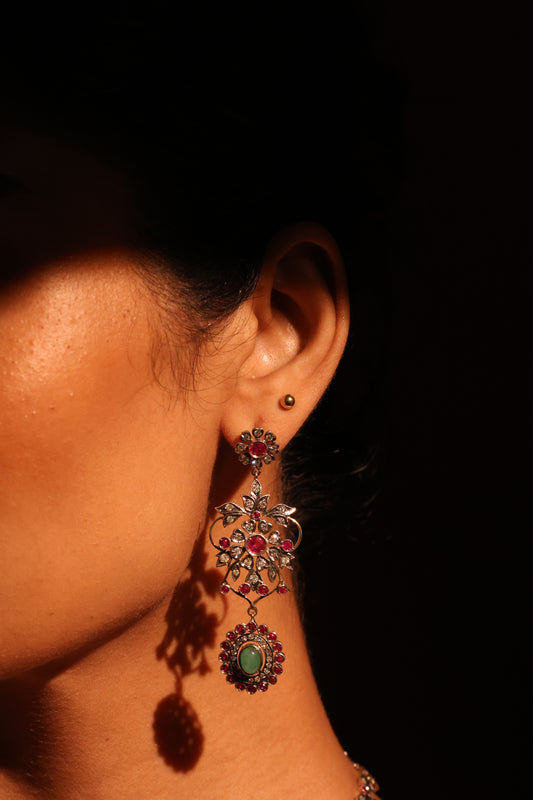 Diamond and gemstone victorian earrings