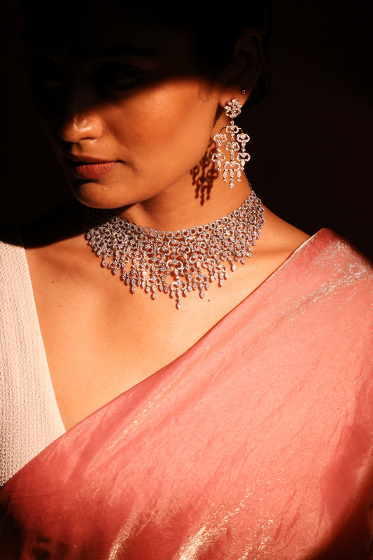 Pave diamond bridal necklace