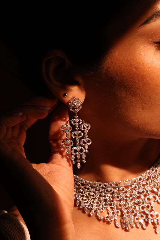 Pave diamond bridal earrings