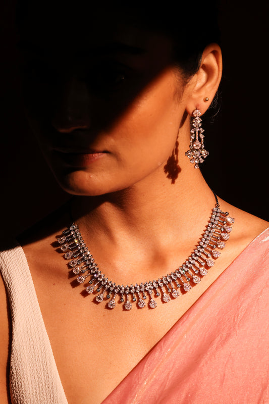 Fancy cut diamonds in black rhodium set