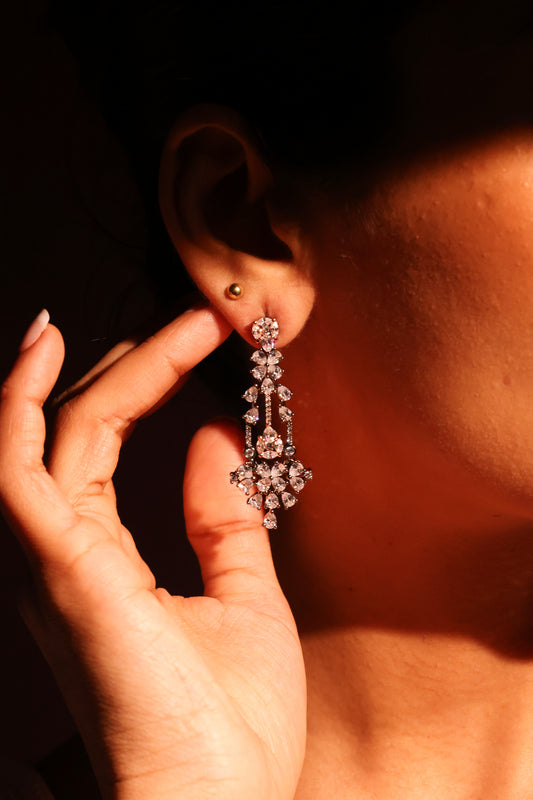 Fancy cut diamonds in black rhodium earrings