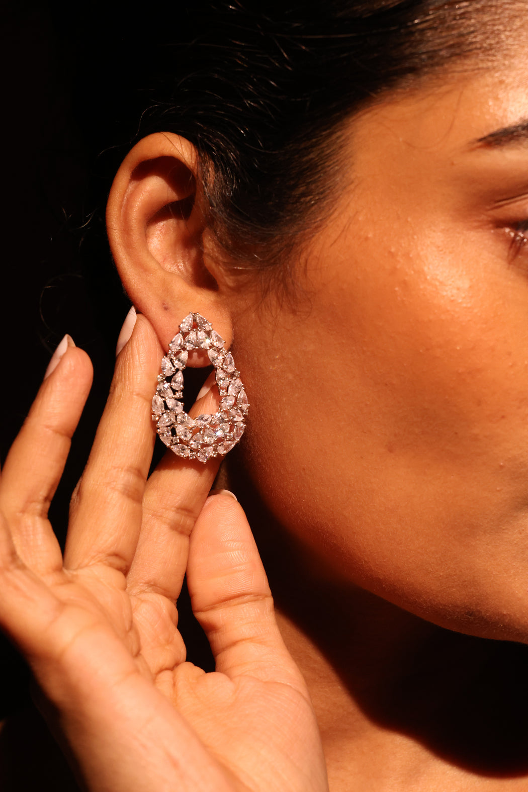 Diamond celestial loop earrings